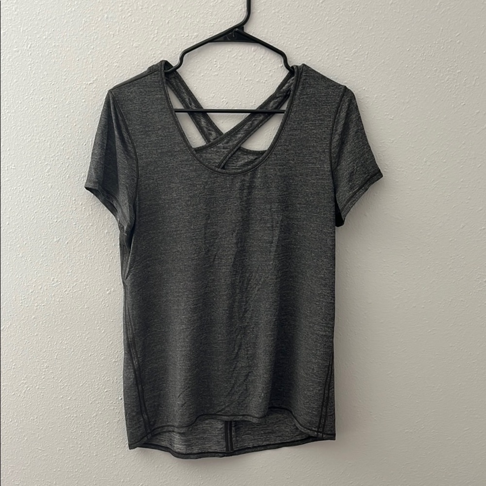 Charcoal Grey Women's Crisscross Back Top